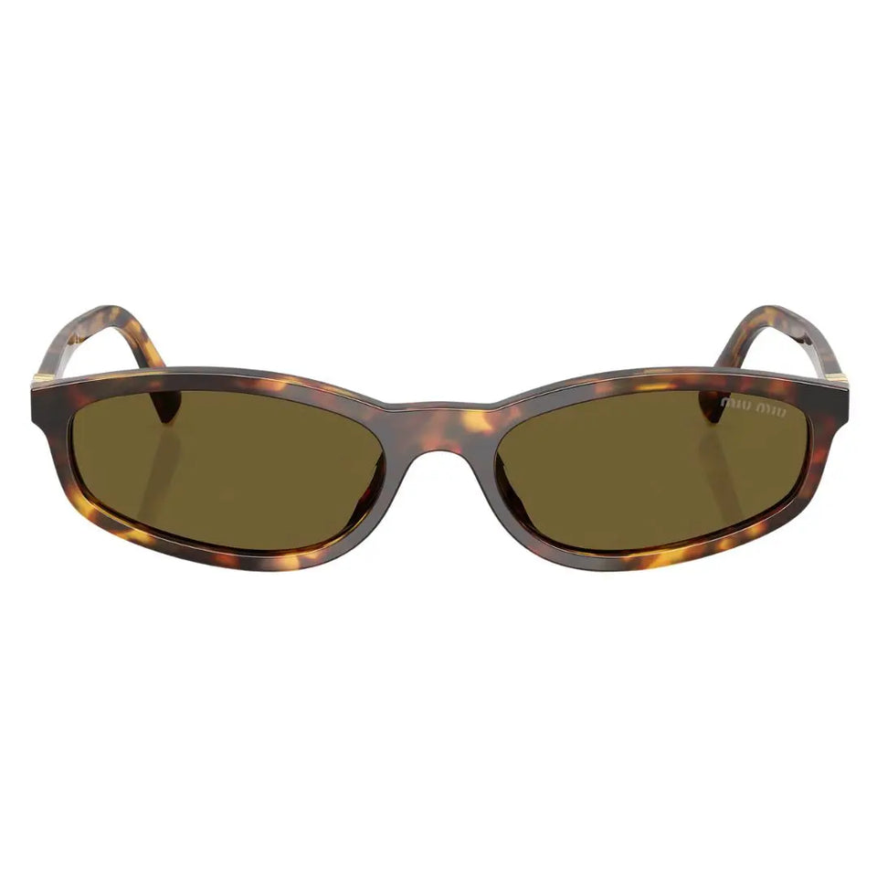 Front view of Miu Miu MU A03S 14L09Z featuring an elongated oval tortoise shell acetate frame - Gadgets Online NZ