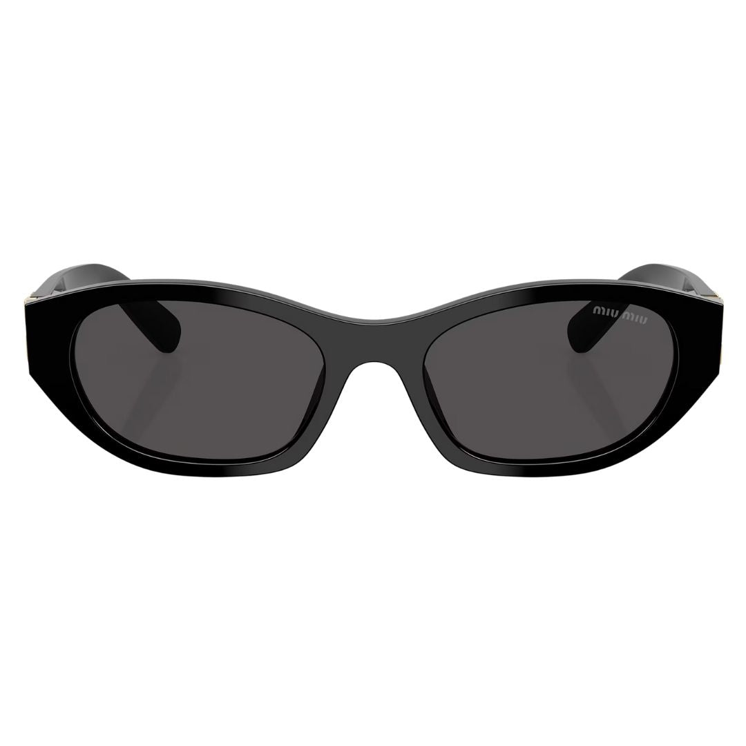 Front view of Miu Miu MU A03S 16K08Z featuring an oval cat-eye black acetate frame - Gadgets Online NZ