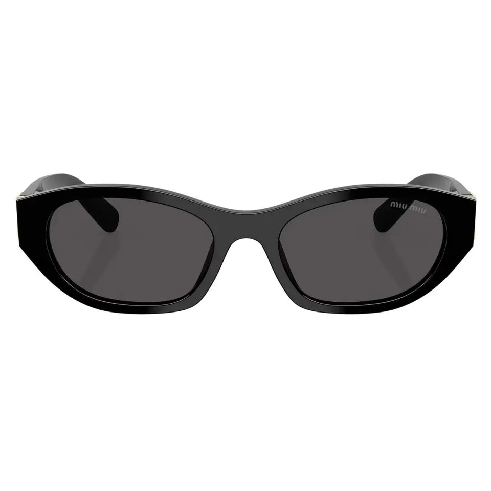 Front view of Miu Miu MU A03S 16K08Z featuring an oval cat-eye black acetate frame - Gadgets Online NZ