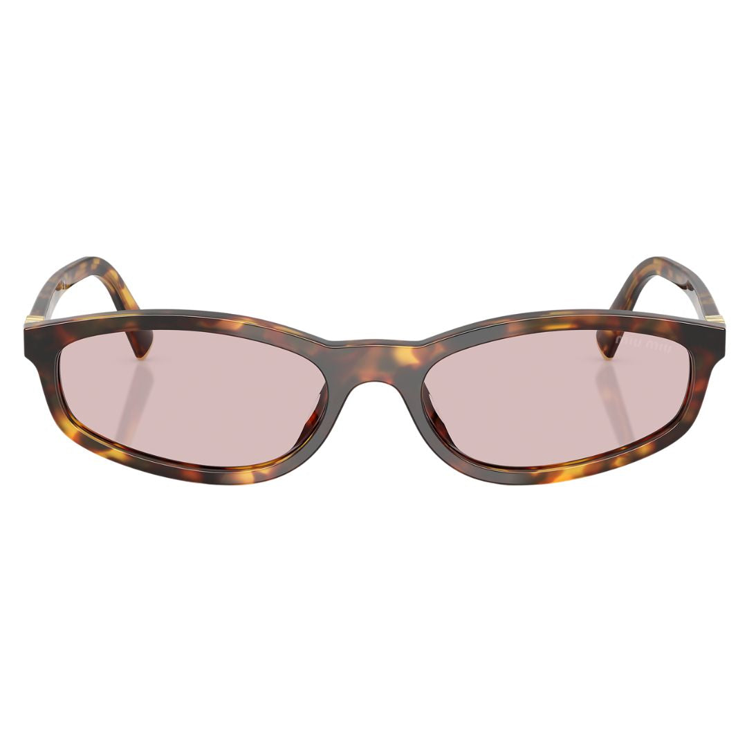 Front view of Miu Miu MU A06S 14L4I0 featuring an elongated oval tortoise shell acetate frame - Gadgets Online NZ