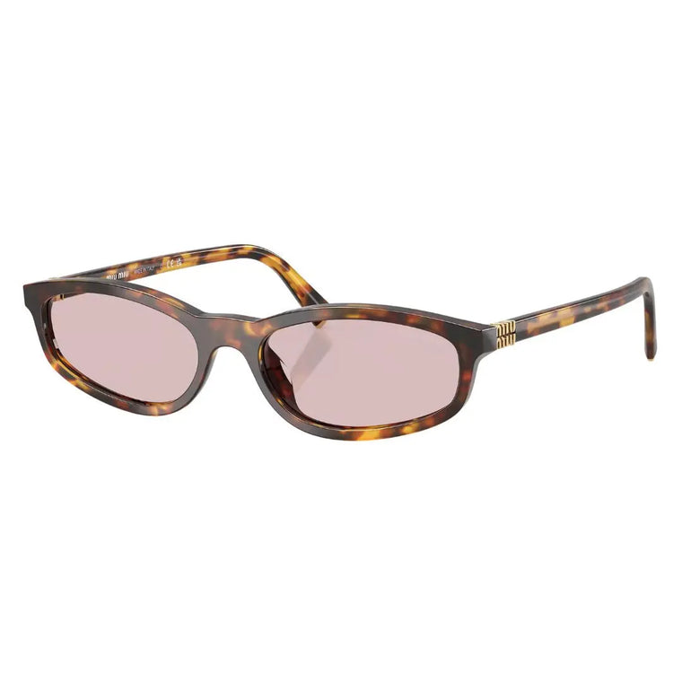 Miu Miu MU A06S 14L4I0 sunglasses in honey havana tortoise with light pink lenses and gold logos - Gadgets Online NZ