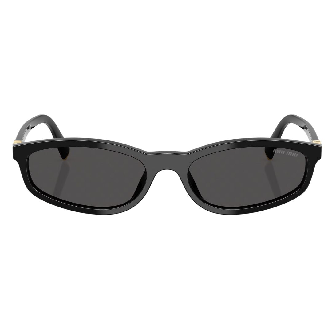 Front view of Miu Miu MU A06S 16K08Z featuring an elongated oval black acetate frame - Gadgets Online NZ