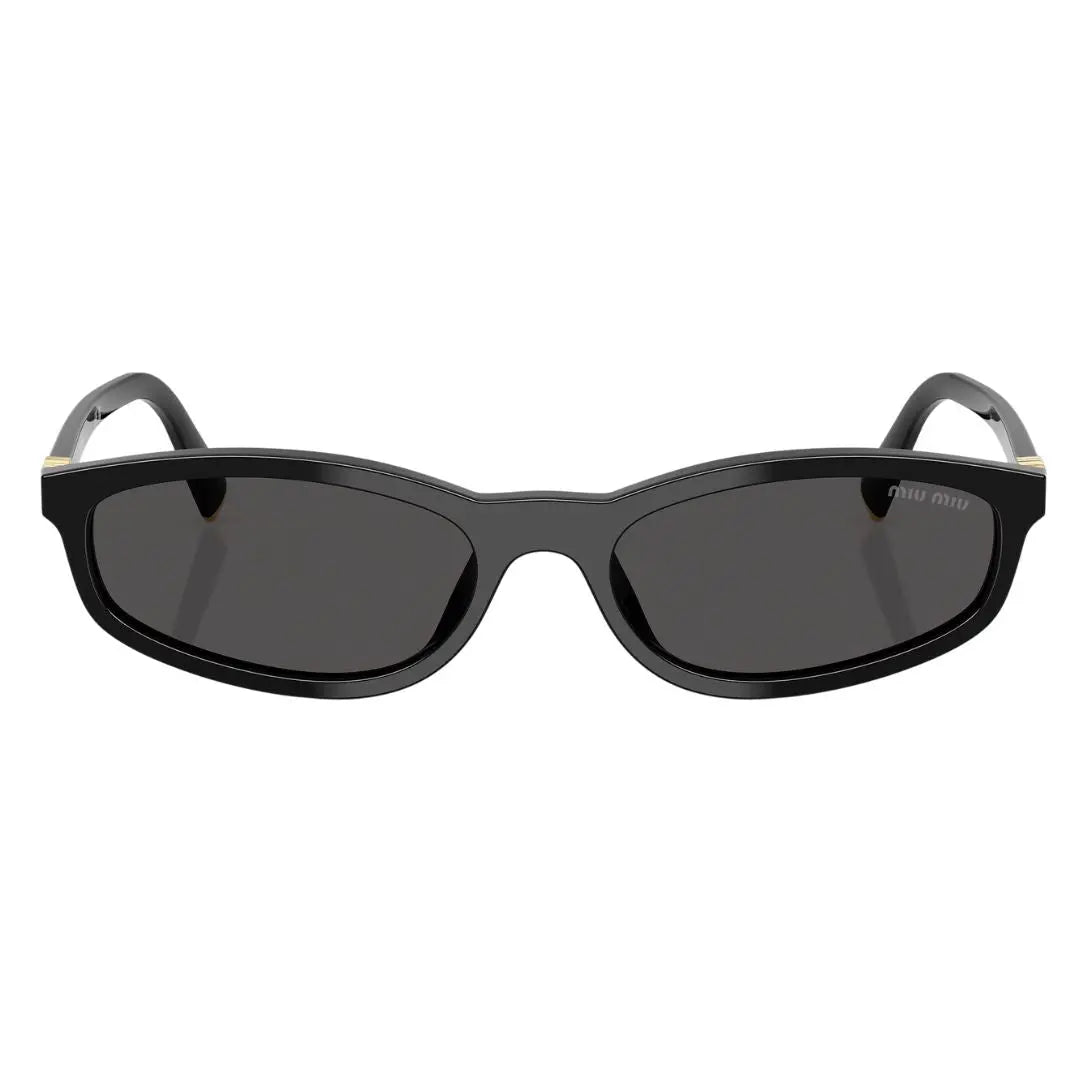 Front view of Miu Miu MU A06S 16K08Z featuring an elongated oval black acetate frame - Gadgets Online NZ