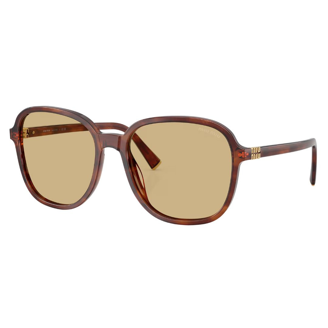 Miu Miu MU B01S 26E10R sunglasses in havana tortoise with honey yellow lenses and gold logos - Gadgets Online NZ