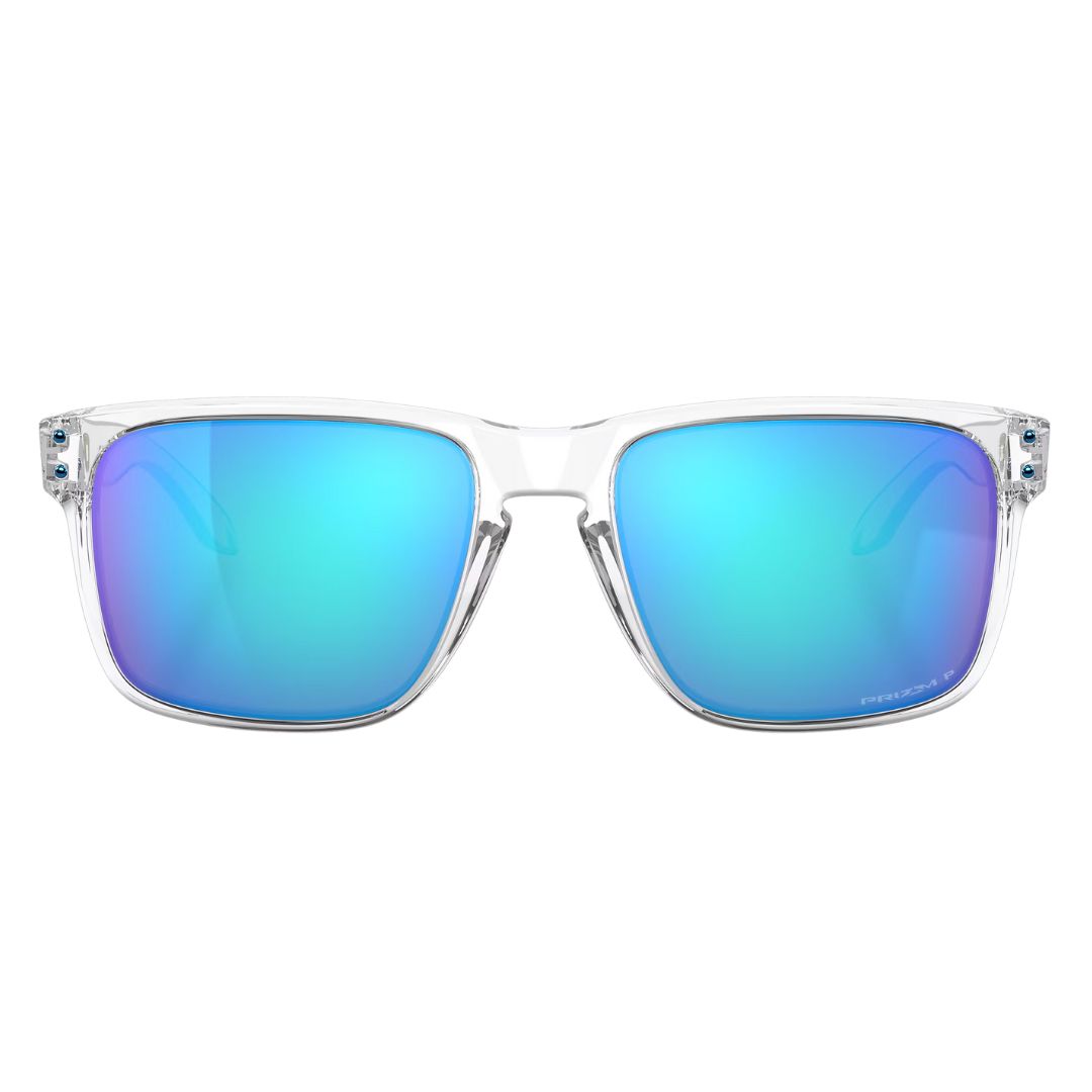 Front view of Oakley Holbrook XL OO9417 941707 featuring clear O Matter frame and blue lenses - Gadgets Online NZ