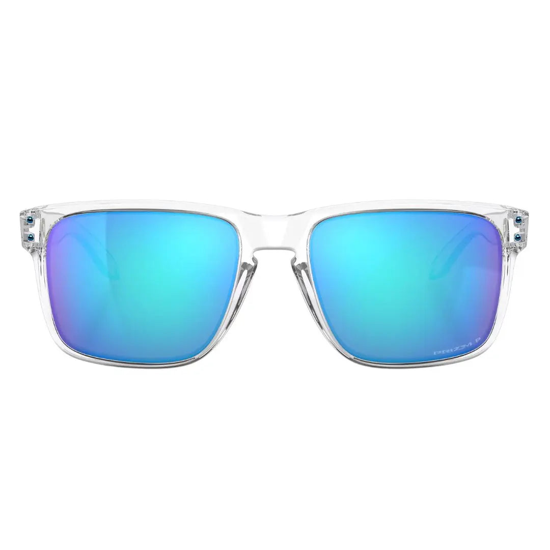 Front view of Oakley Holbrook XL OO9417 941707 featuring clear O Matter frame and blue lenses - Gadgets Online NZ