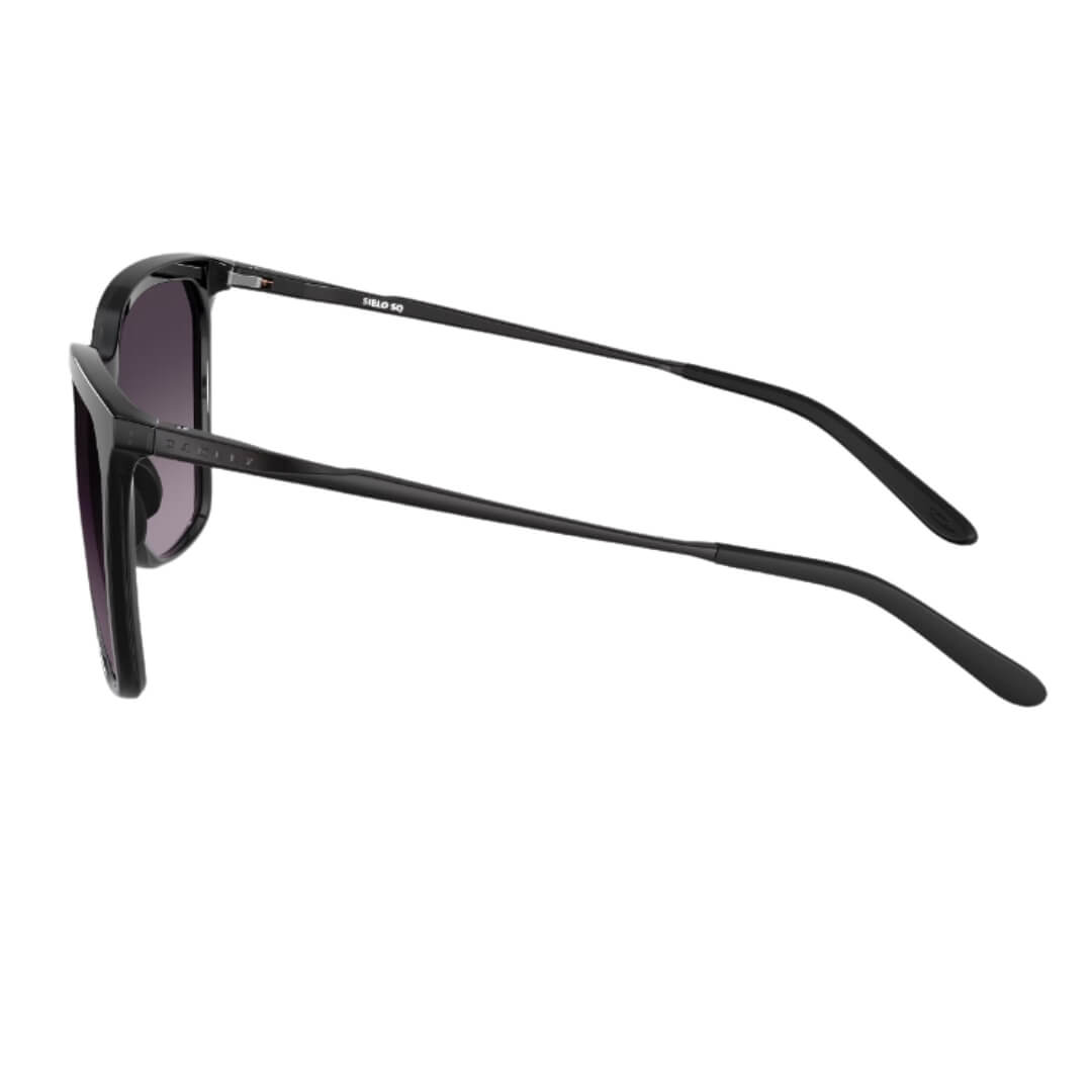 Angled view of Oakley Sielo SQ OO9480 sunglasses showing the polished black ink finish and lens clarity