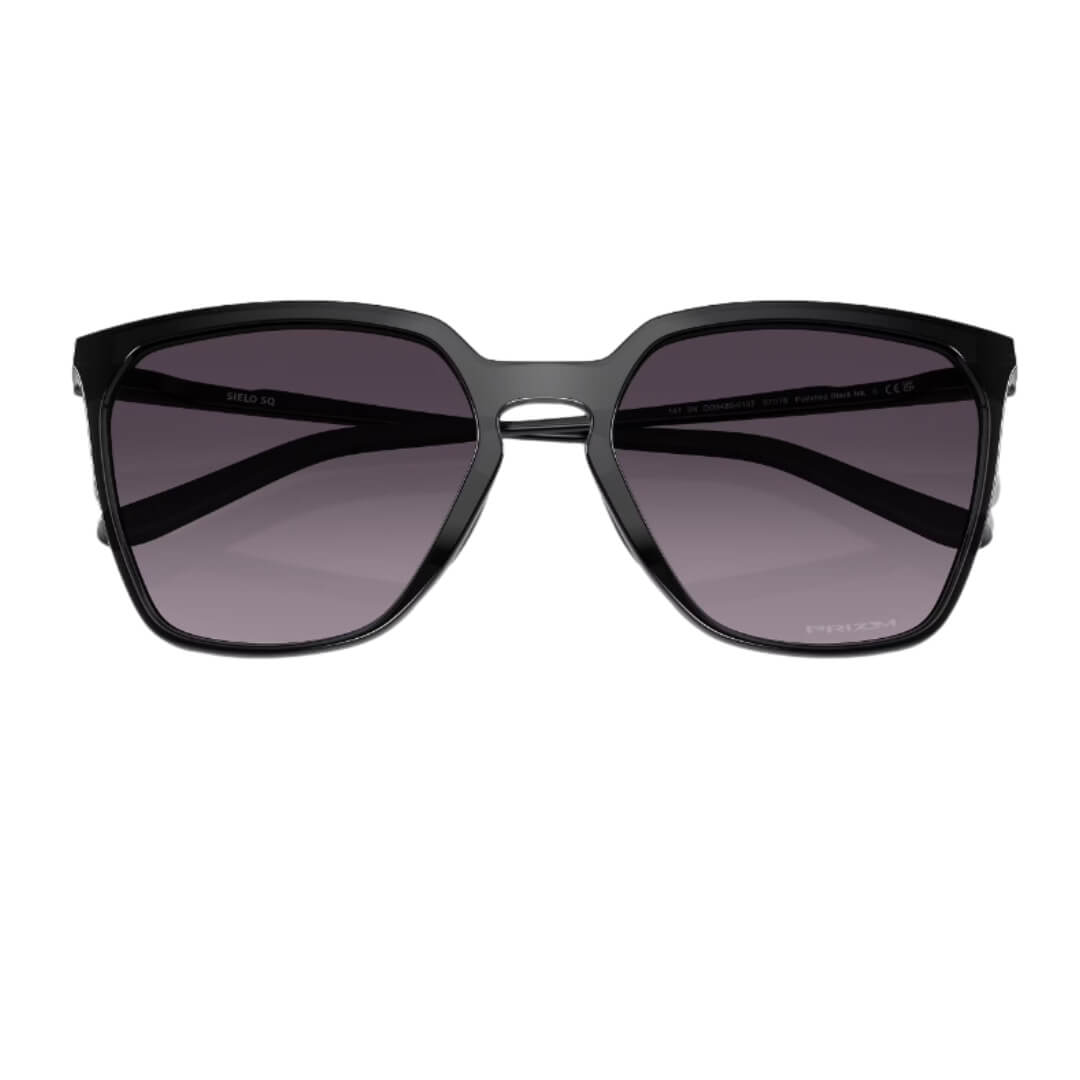 Detailed top view of Oakley Sielo SQ sunglasses with a focus on the high bridge fit and integrated temples