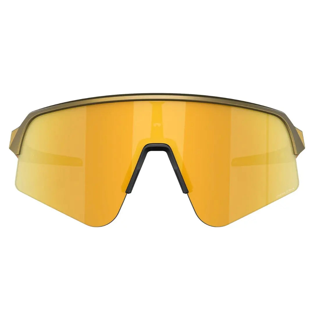 Front view of Oakley Sutro Lite Sweep OO9465 946521 featuring matte brass frame and gold shield lens - Gadgets Online NZ