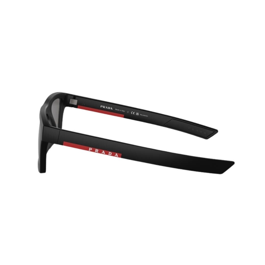 Prada Linea Rossa PS 02ZSU 1BO02G - Left Side Angle View of Matte Black Frame
