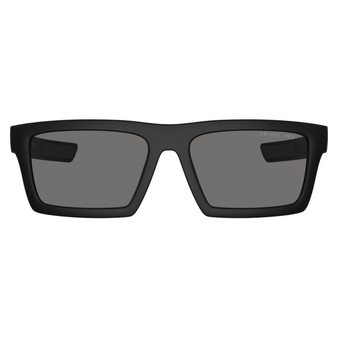 Prada Linea Rossa PS 02ZSU 1BO02G - Matte Black Frame and Dark Grey Polarized Lenses Front View