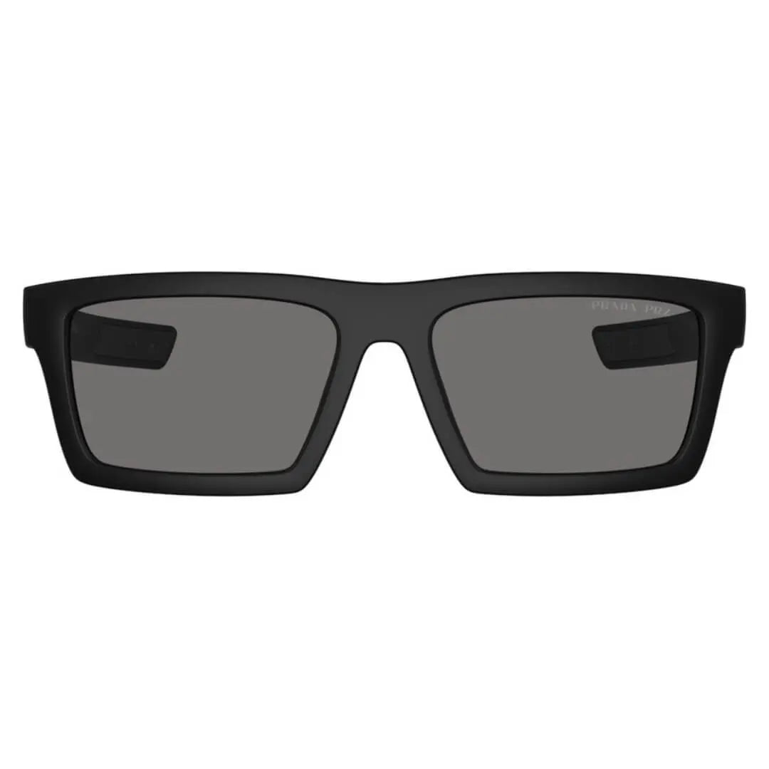 Prada Linea Rossa PS 02ZSU 1BO02G - Matte Black Frame and Dark Grey Polarized Lenses Front View