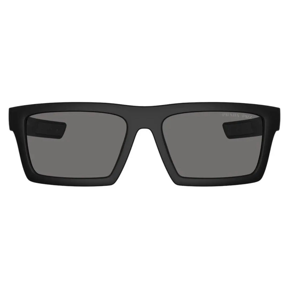 Prada Linea Rossa PS 02ZSU 1BO02G - Matte Black Frame and Dark Grey Polarized Lenses Front View