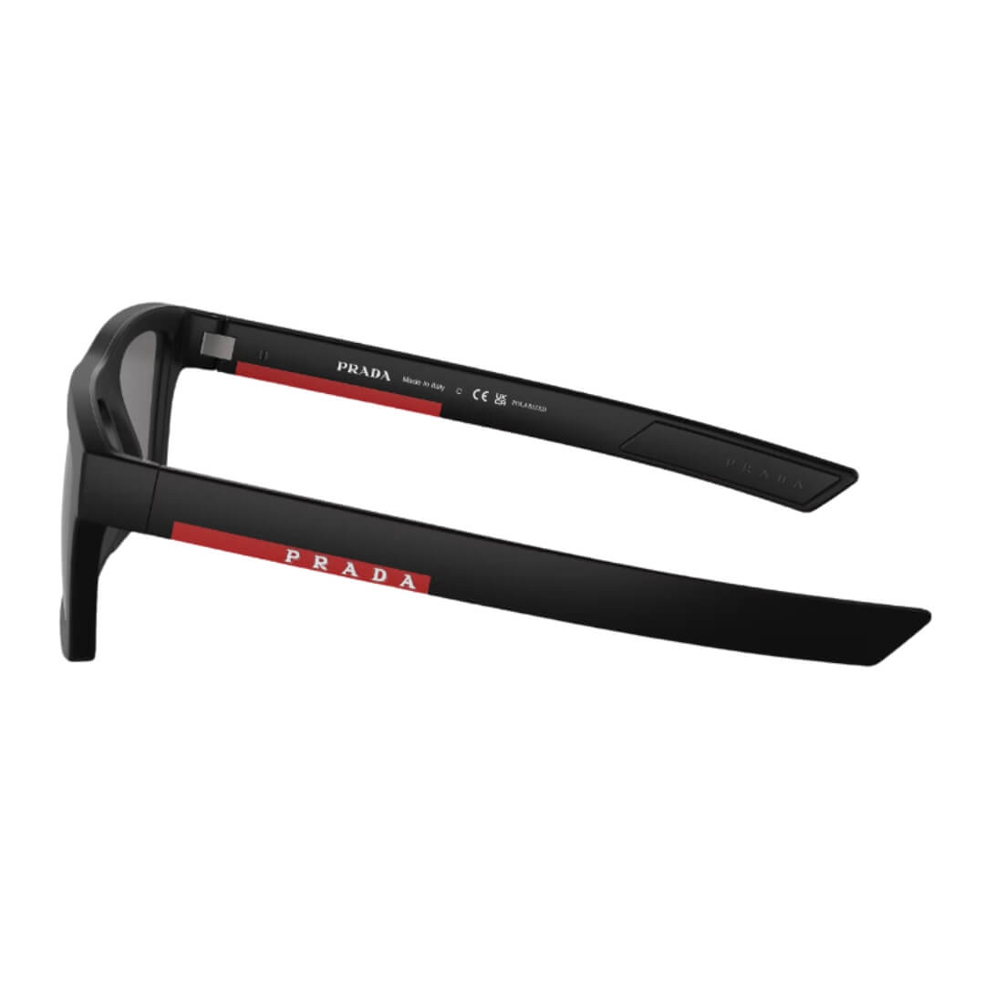 Prada Linea Rossa PS 02ZSU 1BO02G 58 - Left Side Angle View of Matte Black Frame