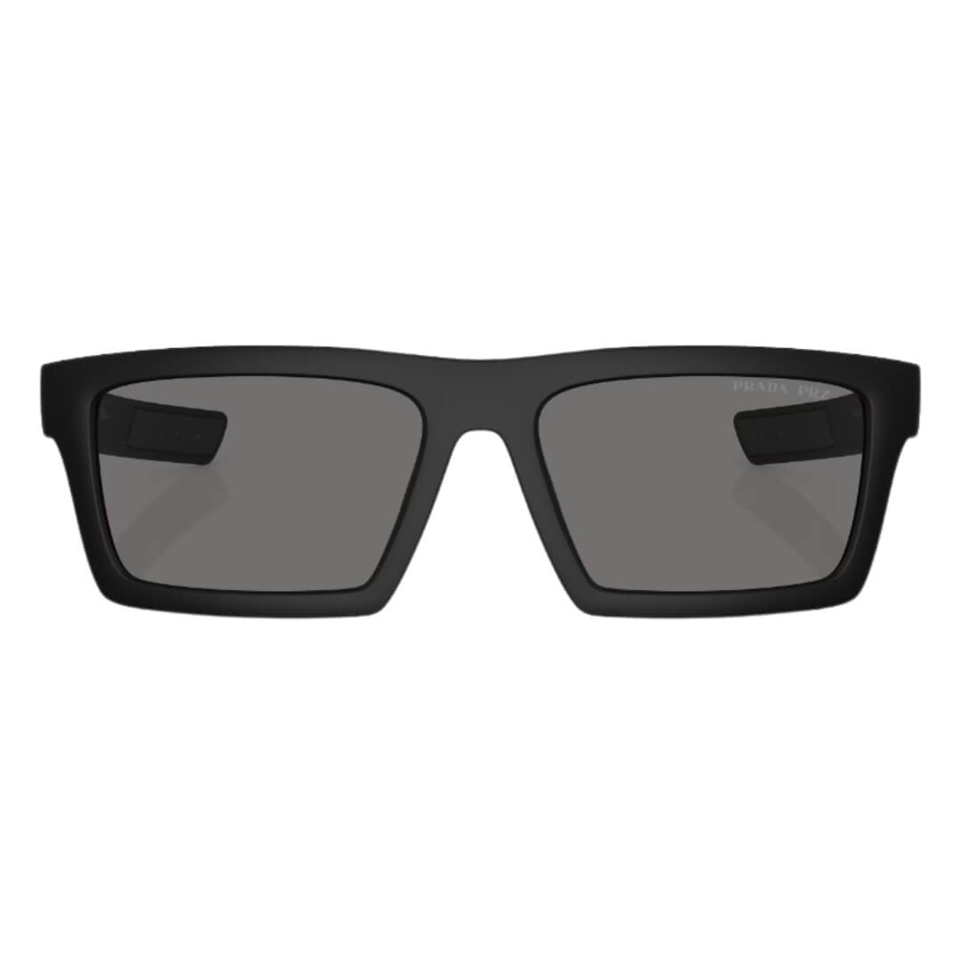 Prada Linea Rossa PS 02ZSU 1BO02G 58 - Matte Black Frame and Dark Grey Polarized Lenses Front View