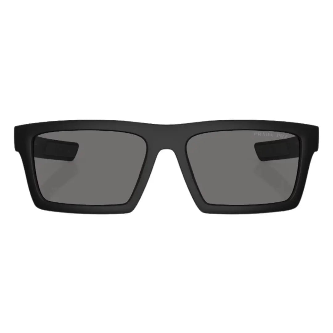 Prada Linea Rossa PS 02ZSU 1BO02G 58 - Matte Black Frame and Dark Grey Polarized Lenses Front View