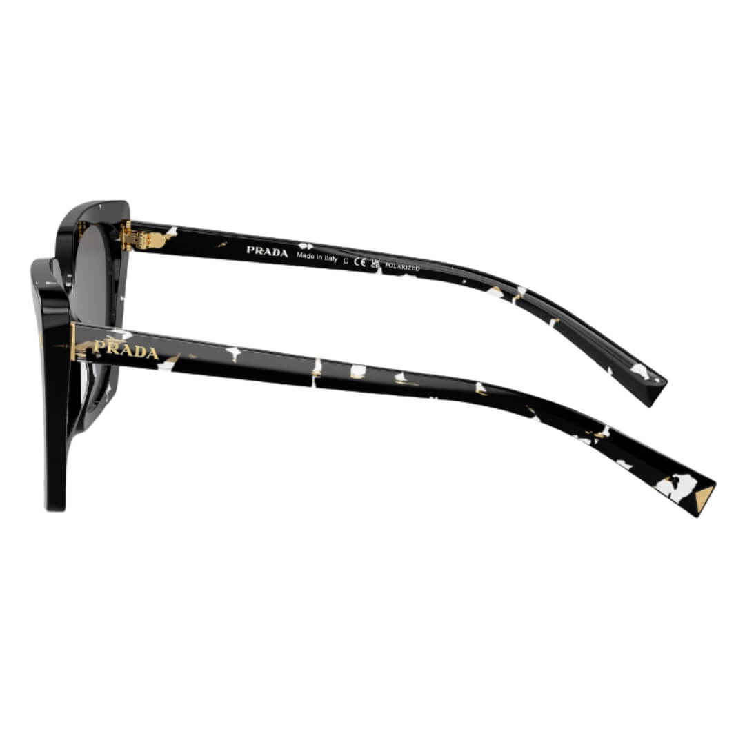 Prada PR 23ZS 15S5Z1 - Left Side Angle View of Black Crystal Tortoise Frame