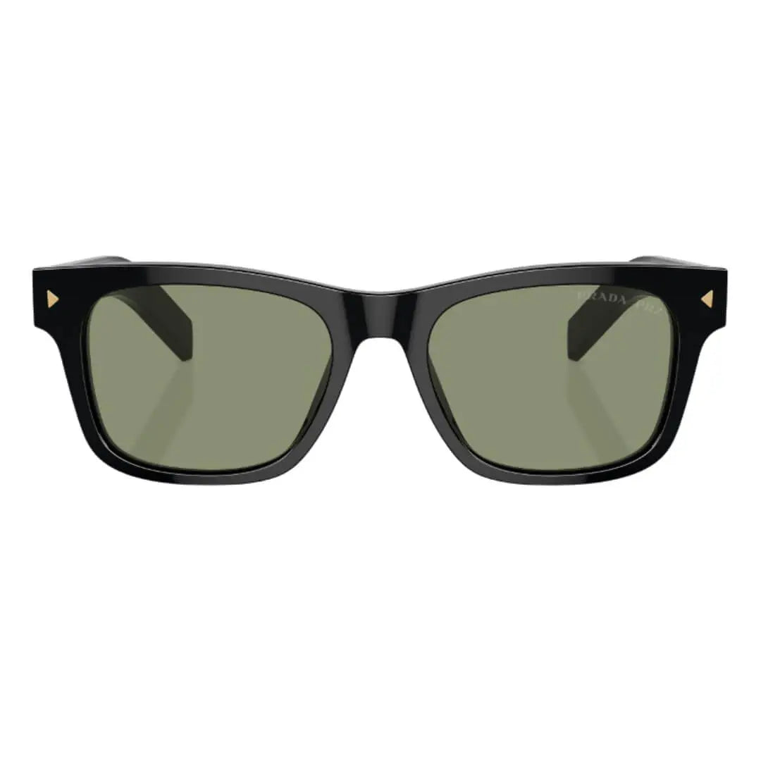 Prada PR A17S 16K20G - Black Frame Polarized and Green Lenses Front View