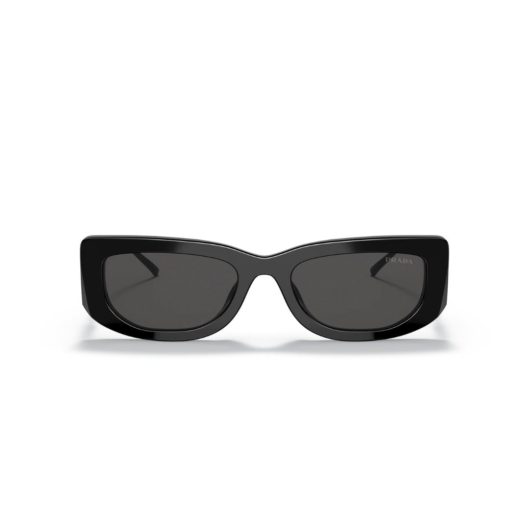 Front View: Prada PR 14YS 1AB5S0 Women’s Sunglasses – Black Frame, Dark Grey Lenses, Luxury Eyewear