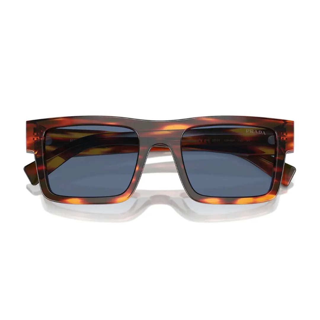 Close-Up of Prada PR 19WS Sunglasses - Striped Radica Frame Detail