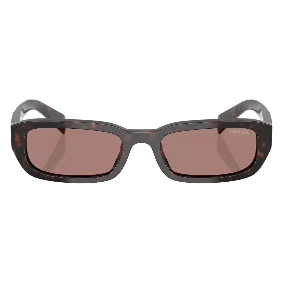 Front view of Prada PR B06S 17N60B featuring a narrow rectangular tortoise shell acetate frame - Gadgets Online NZ