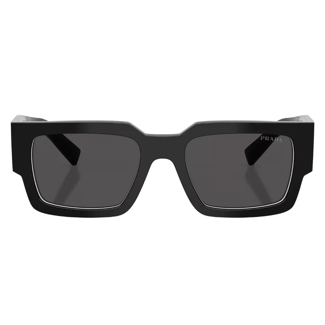 Front view of Prada PR B17S 16K08Z featuring a bold rectangular black acetate frame - Gadgets Online NZ