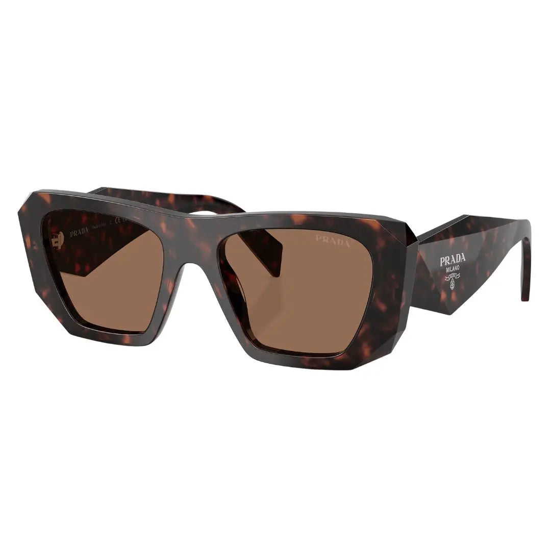 Prada PR B18S 17N06B sunglasses in Havana tortoise with cognac lenses and faceted Symbole temples - Gadgets Online NZ