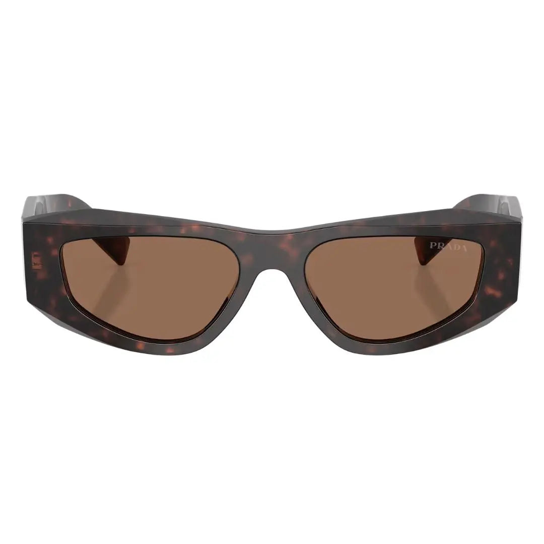 Front view of Prada PR B19S 17N06B featuring a narrow rectangular Havana tortoise acetate frame - Gadgets Online NZ