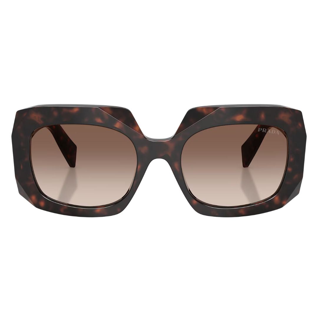 Front view of Prada PR B23S 17N10S featuring a bold oversized geometric Havana acetate frame - Gadgets Online NZ