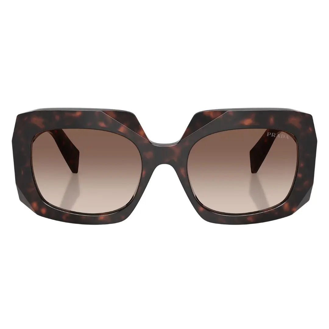 Front view of Prada PR B23S 17N10S featuring a bold oversized geometric Havana acetate frame - Gadgets Online NZ