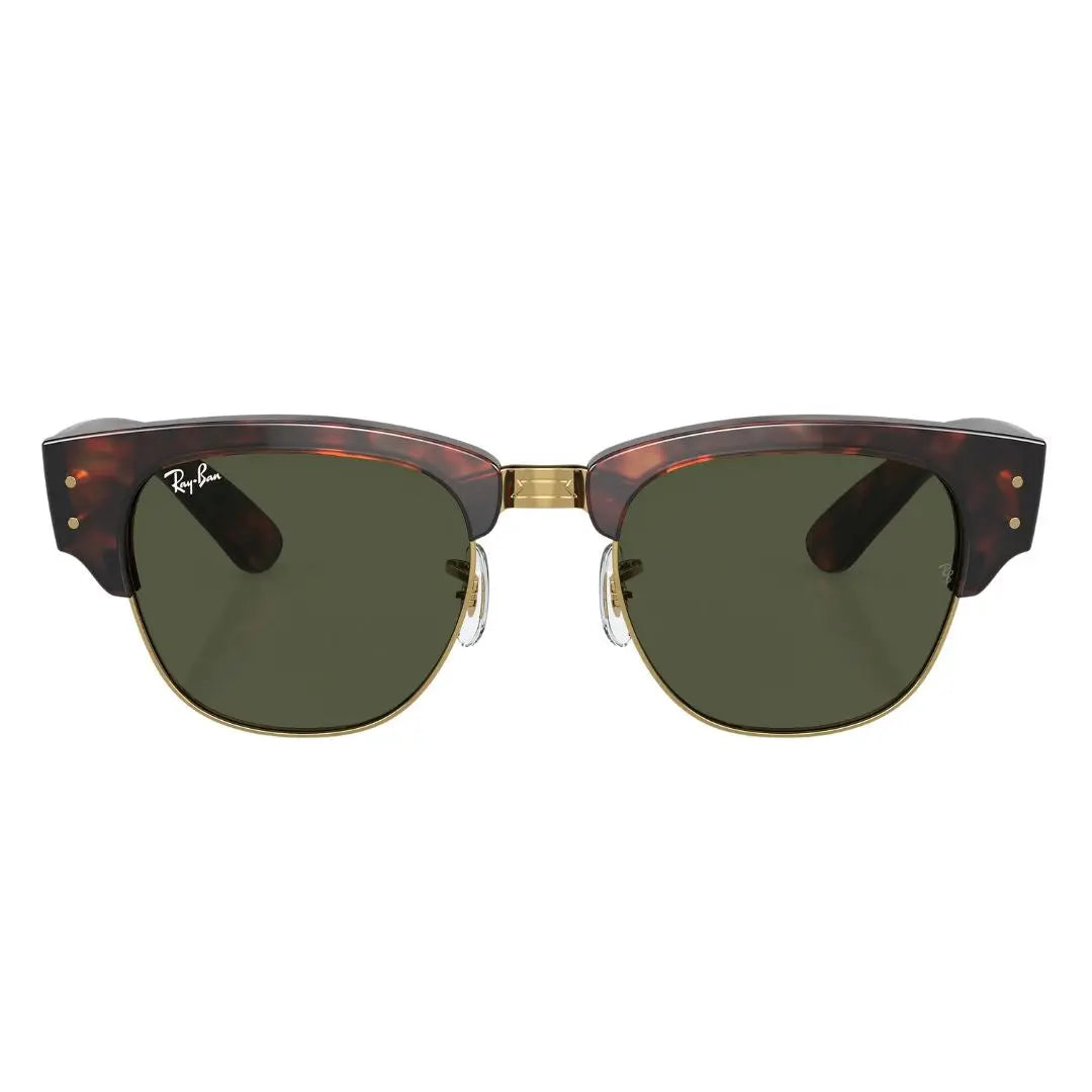 Front view of Ray-Ban Mega Clubmaster RB0316S 990/31 featuring bold tortoise browline and gold bridge - Gadgets Online NZ