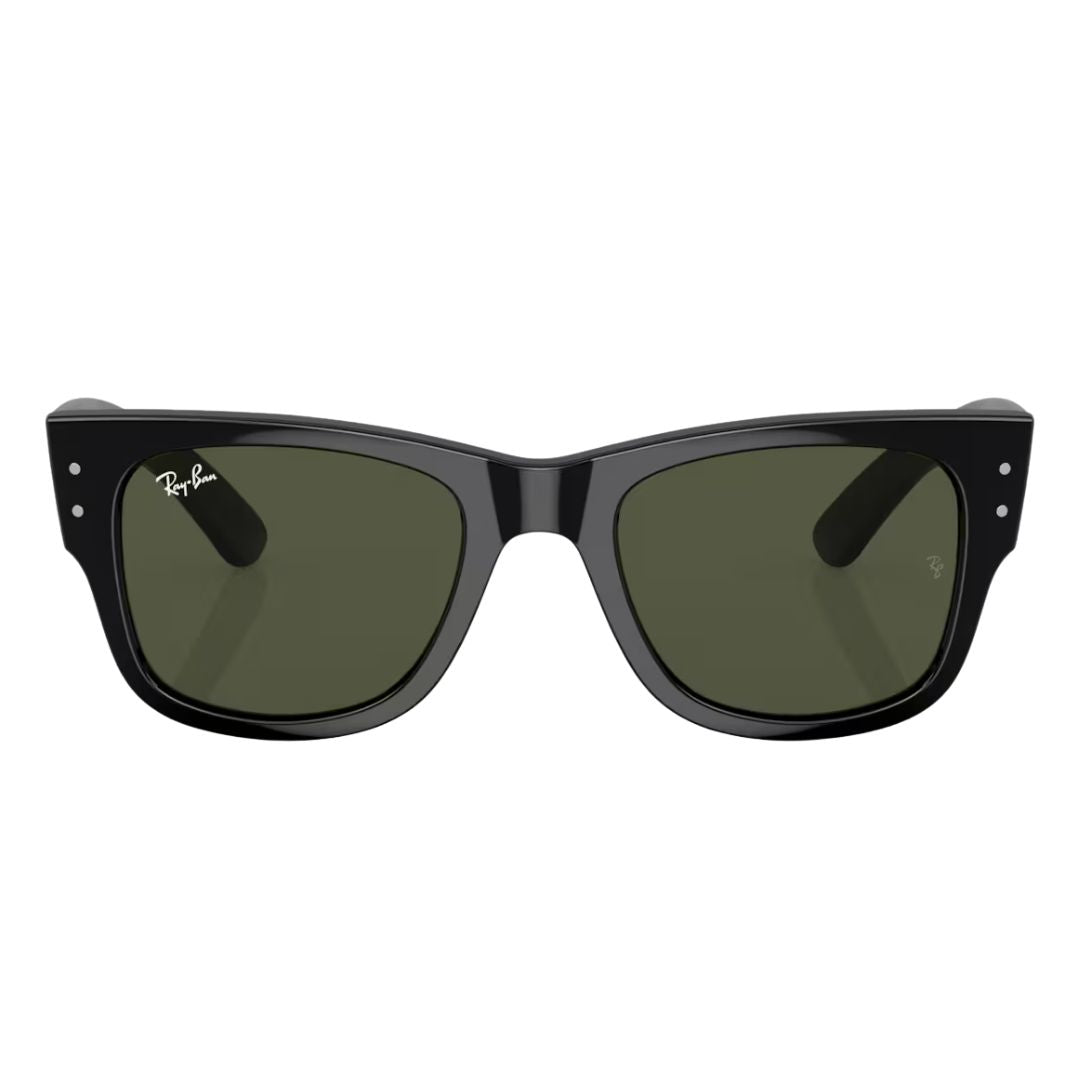 Front view of Ray-Ban Mega Wayfarer RB0840S 901/31 featuring thick bold temples and silver rivets - Gadgets Online NZ