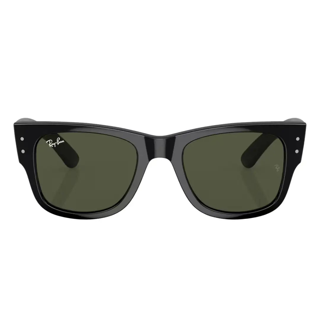 Front view of Ray-Ban Mega Wayfarer RB0840S 901/31 featuring thick bold temples and silver rivets - Gadgets Online NZ
