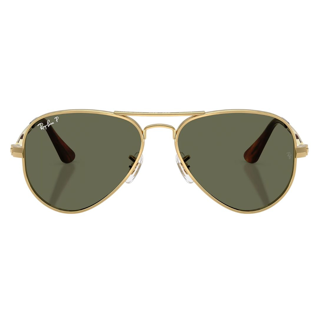 Front view of Ray-Ban Aviator Max RB3925 001/58 featuring bold gold double bridge and polarized lenses - Gadgets Online NZ