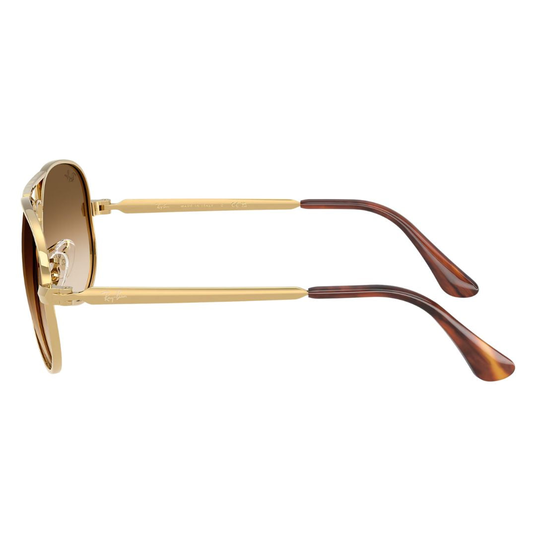 Side profile of Ray-Ban RB3925 Aviator Max showing gold temples and Havana tortoise ear tips - Gadgets Online NZ