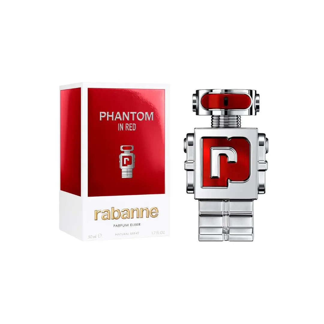 Rabanne Phantom in Red elixir 50ml perfume bottle and packaging on a white background Gadgets Online NZ ltd