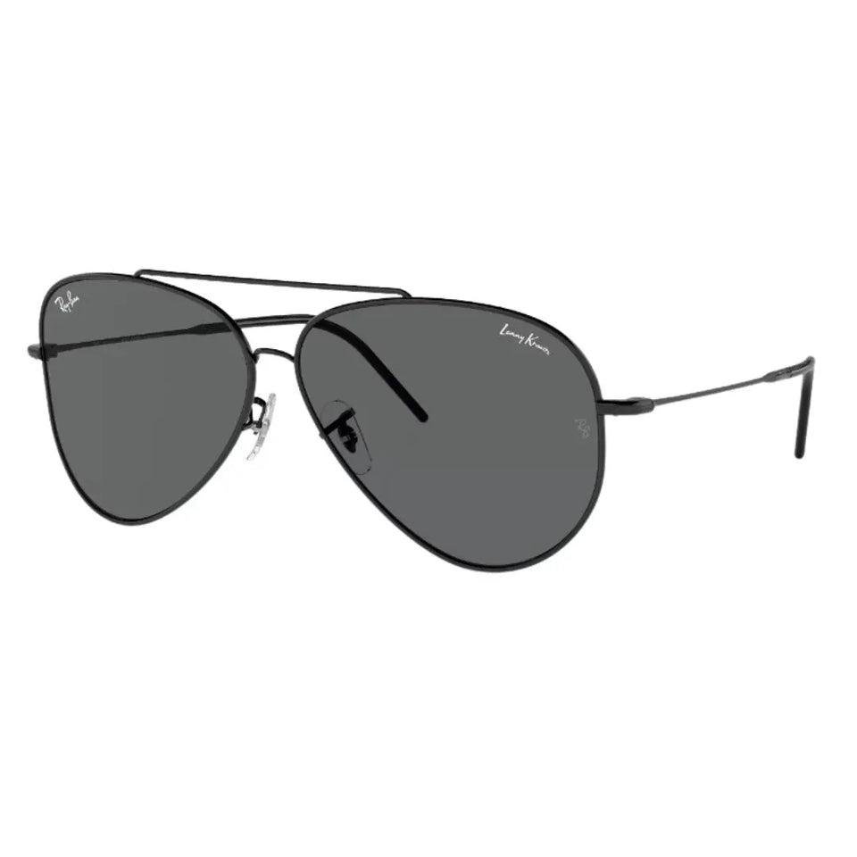 Ray-Ban Aviator Reverse RBR0101S 002/GR 62 - Black Frame, Dark Grey Lens Front Left View