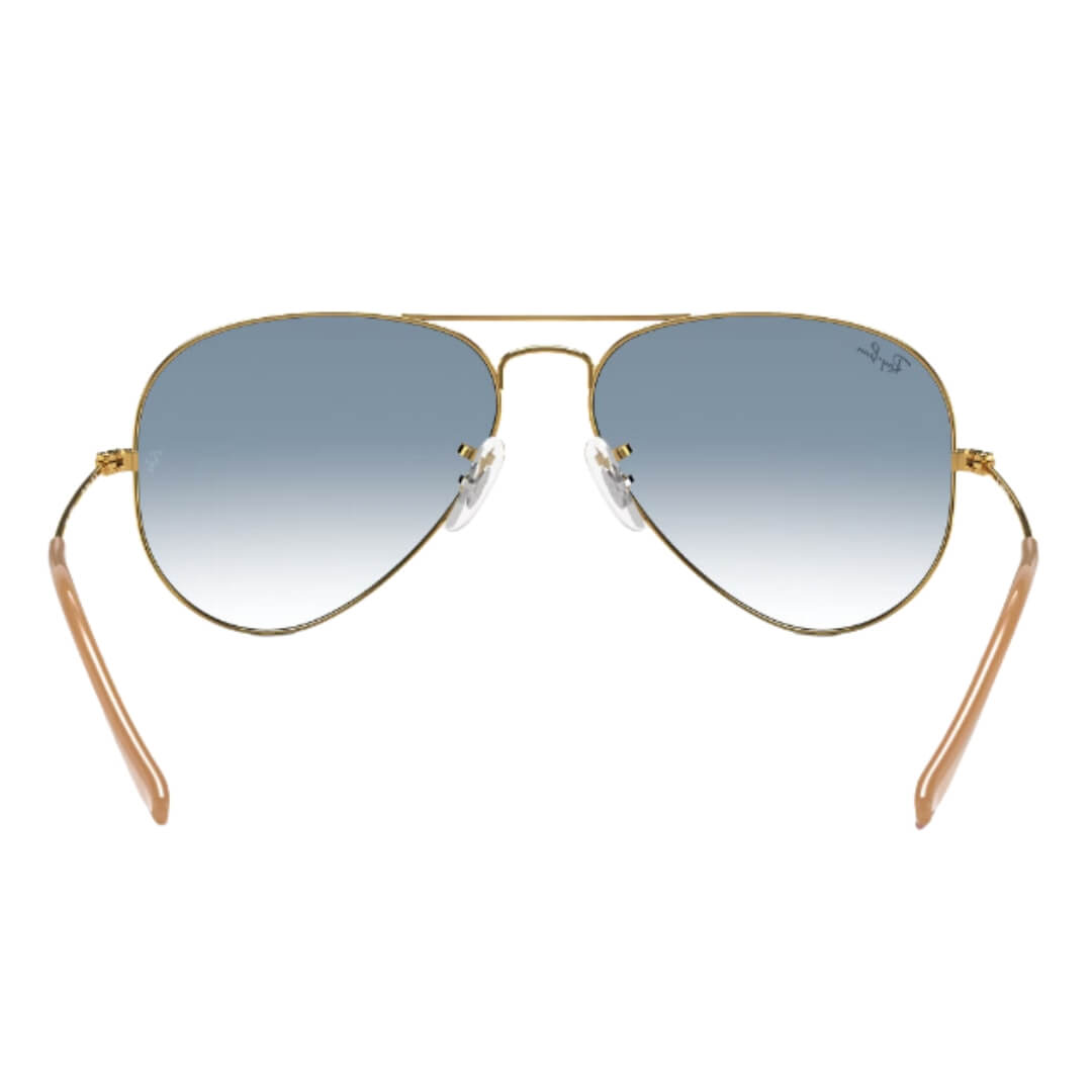 Ray-Ban Aviator Large Metal RB3025 001/3F Arista Gold Frame, Light Blue Lens Back Side View
