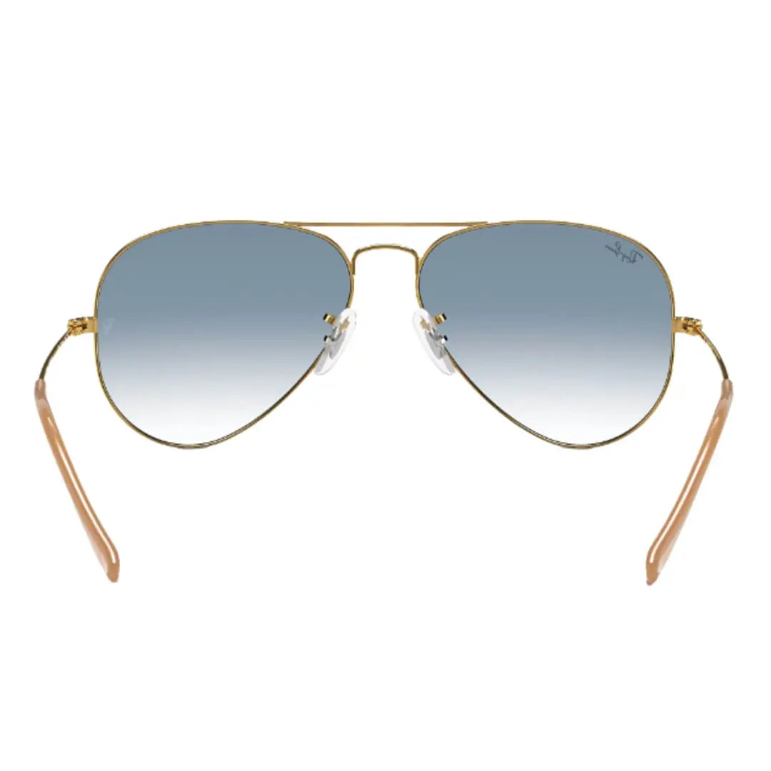 Ray-Ban Aviator Large Metal RB3025 001/3F Arista Gold Frame, Light Blue Lens Back Side View