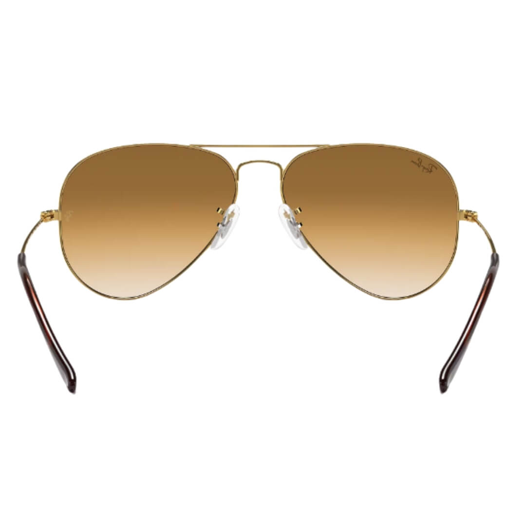 Ray-Ban Aviator Large Metal RB3025 001/51 Arista Gold Frame, Light Brown Lens Back Side View