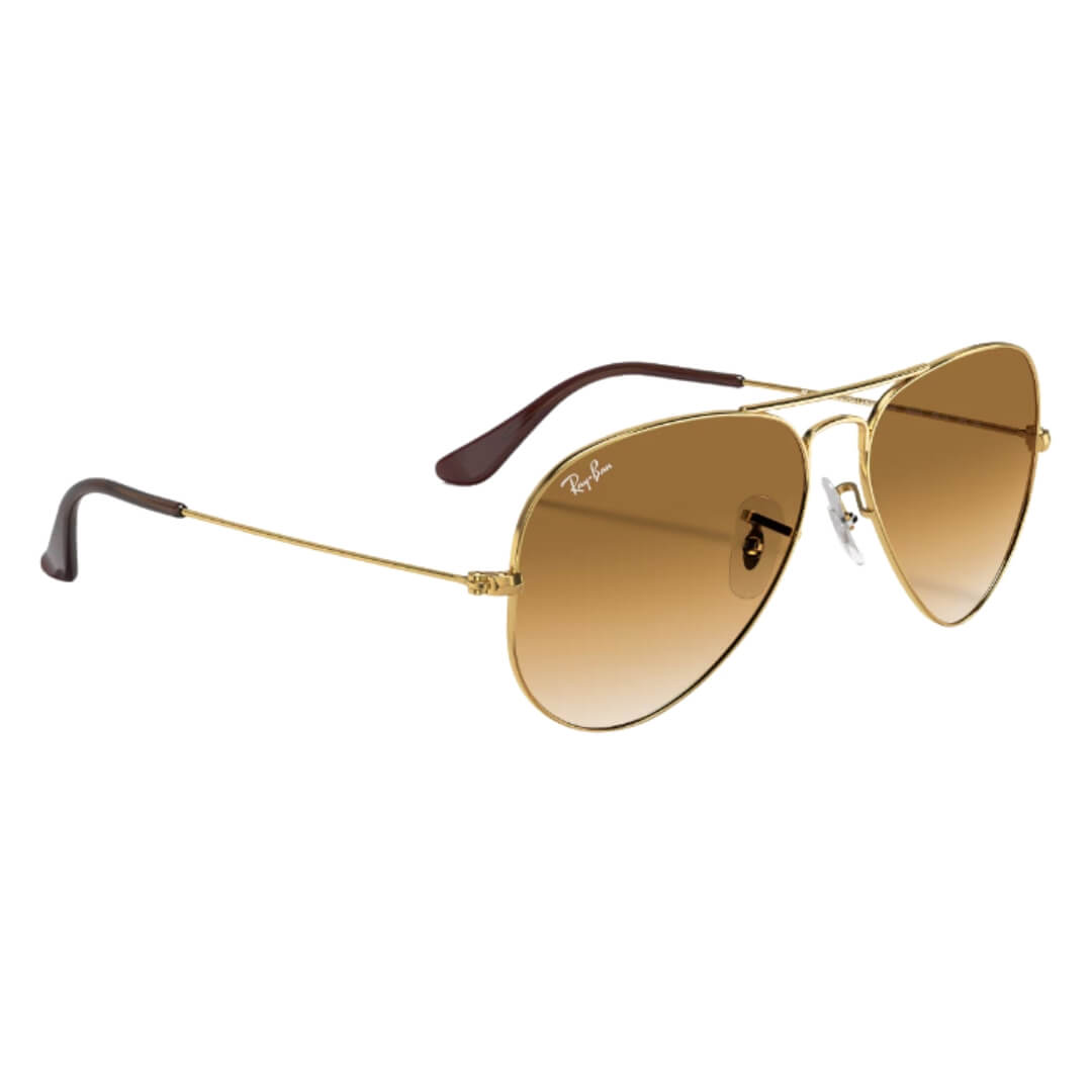 Ray-Ban Aviator Large Metal RB3025 001/51 Arista Gold Frame, Light Brown Lens Front Right View