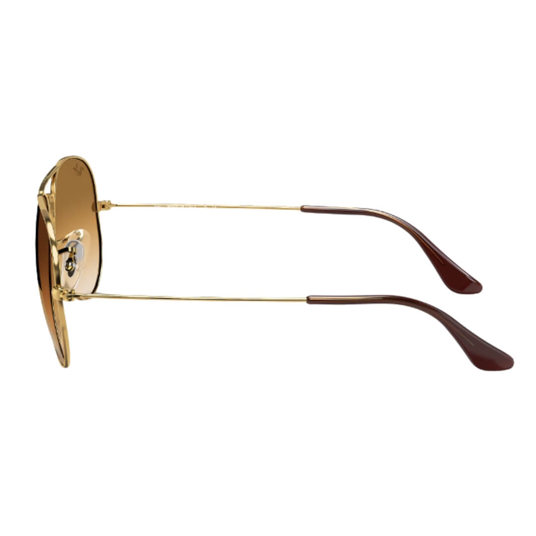 Ray-Ban Aviator Large Metal RB3025 001/51 Arista Gold Frame, Light Brown Lens Side View