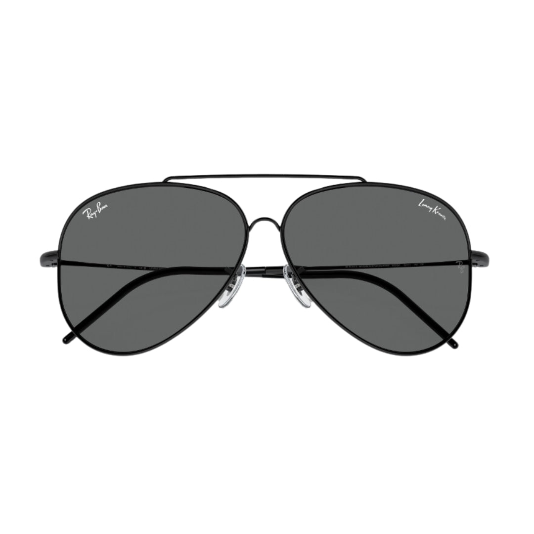 Ray-Ban Aviator Reverse RBR0101S 002/GR - Black Frame, Dark Grey Lens Folded View