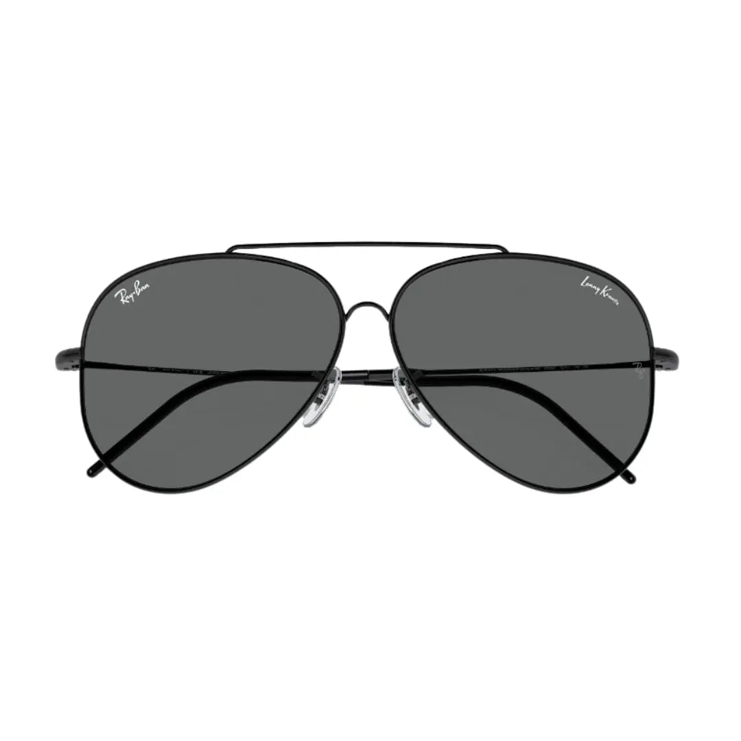 Ray-Ban Aviator Reverse RBR0101S 002/GR 62 - Black Frame, Dark Grey Lens Folded View