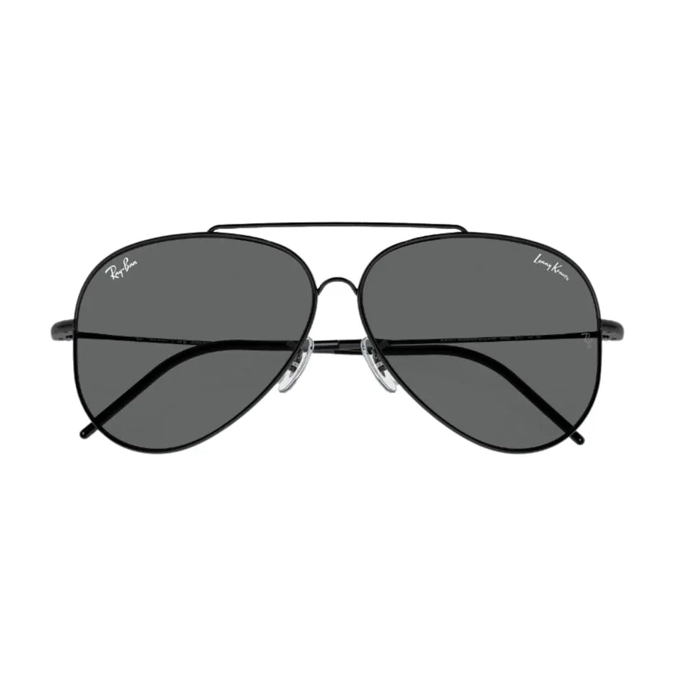 Ray-Ban Aviator Reverse RBR0101S 002/GR 62 - Black Frame, Dark Grey Lens Folded View
