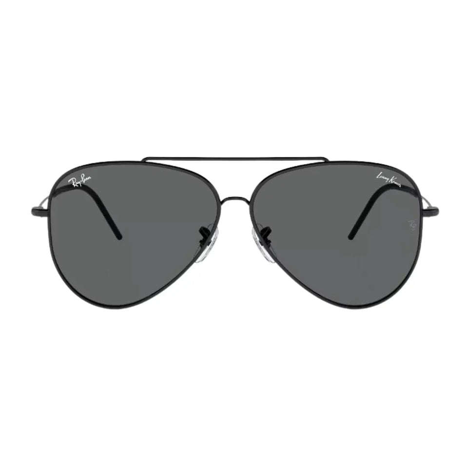 Ray-Ban Aviator Reverse RBR0101S 002/GR 62 - Black Frame, Dark Grey Lens Front View