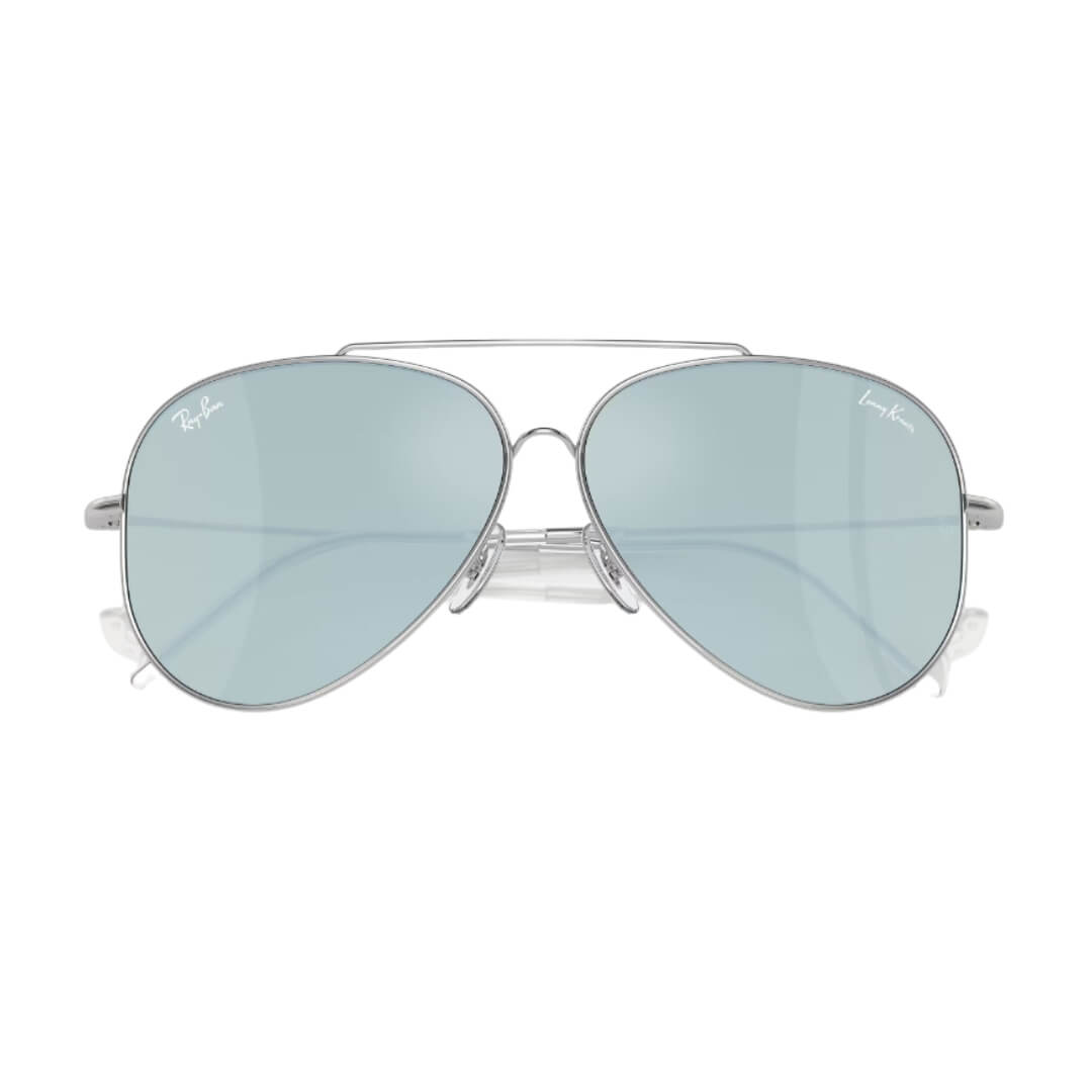 Ray-Ban Aviator Reverse RBR0101S 003/30 - Silver Frame With Silver Lens Folded View