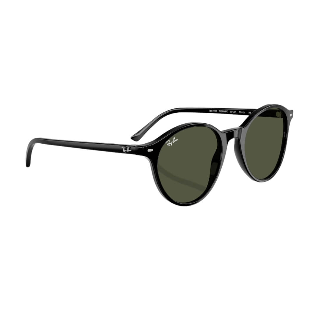 Ray-Ban Bernard RB2230 901/31 - Black Frame With Green Lens Front Right View