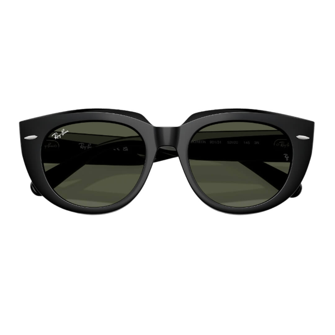 Ray-Ban Doreen RB2286 901/31 - Black Frame with Green Lens Folded View