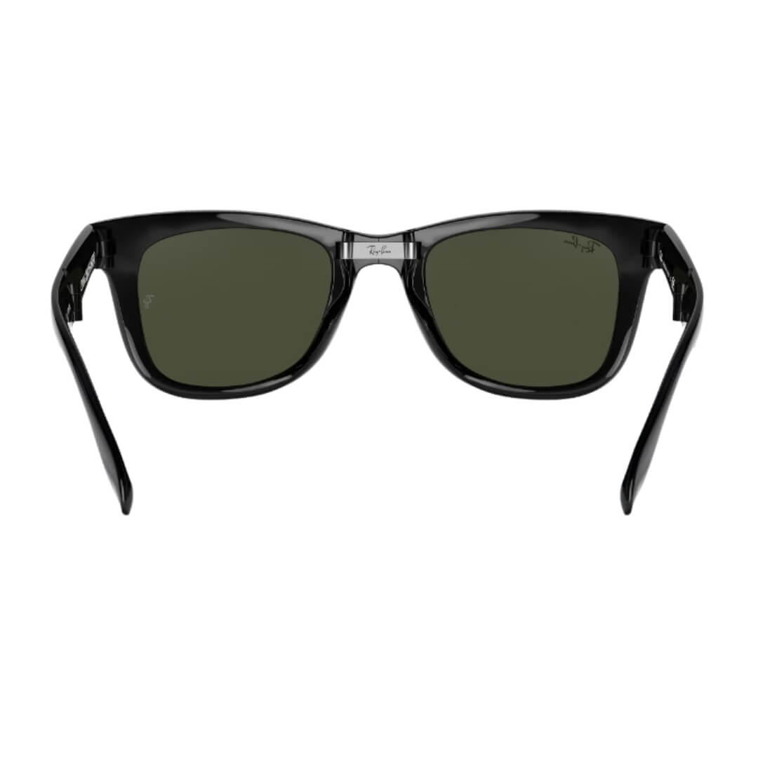 Ray-Ban Folding Wayfarer RB4105 601 - Black Frame with Green Lens Back Side View